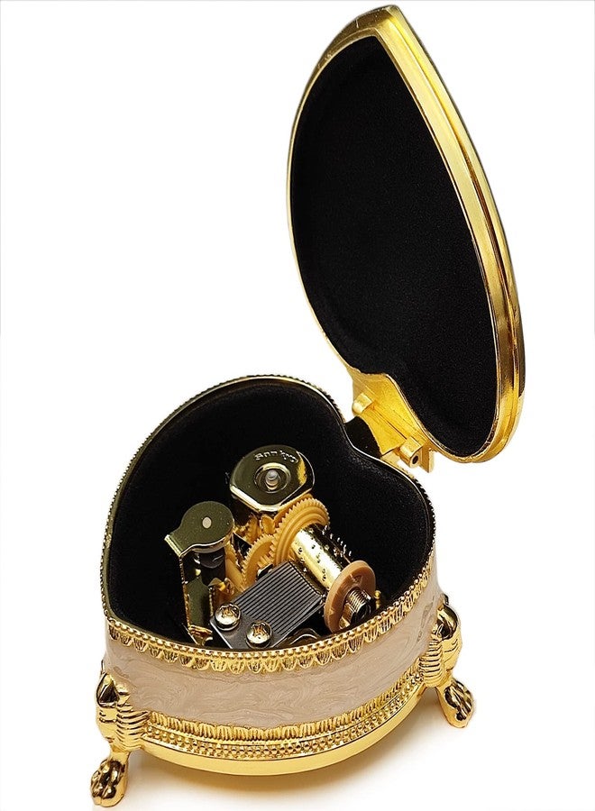 falado Emboss Alloy Metal Colorful Music Box Wind Up and Golden Movement Music Box for Christmas/Birthday/Valentine's Day (Heart Shaped, Song:Fly Me to The Moon) - Image 2